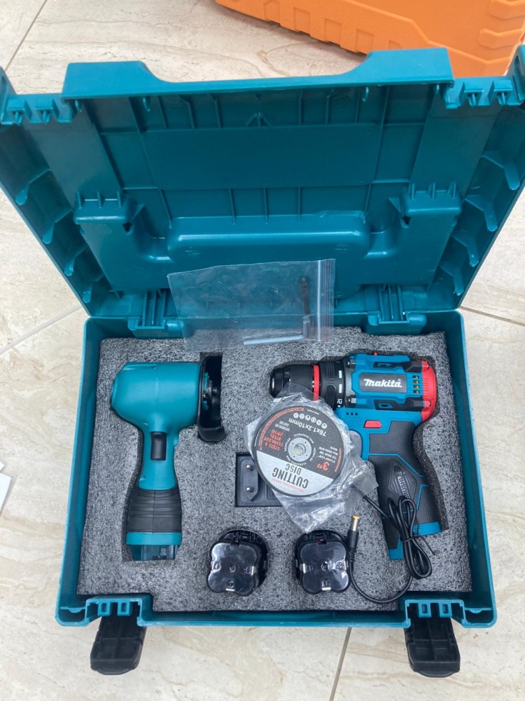 Набор инструментов 2 в 1 шуруповерт+мини ушм