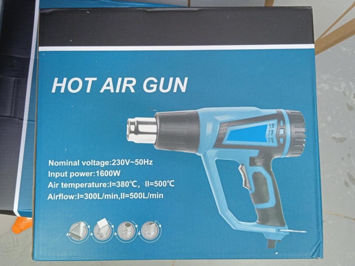 Фен строительный 1600Вт, 2 режима, 4 насадки